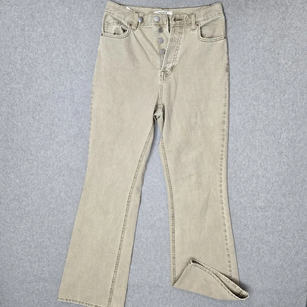PACSUN Women Jeans 28 Beige Denim Bootcut High Rise 31